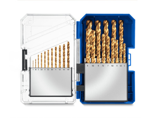 ЗУБР ТИТАН 25шт (1-13мм) сталь Р6М5, класс А, титановое покрытие, пласт.бокс, набор сверл по металлу / 29617-H25